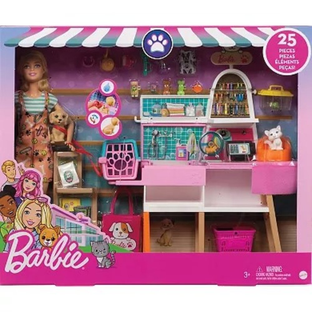 Barbie 25 Piece Pet Boutique Grooming Station Playset